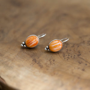 Spiny Oyster Sterling Silver Drop Earrings - Orange Red Jewelry