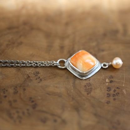 Spiny Oyster Freshwater Pearl Necklace | Sterling Silver