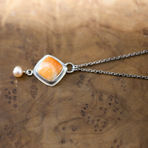 Spiny Oyster & Freshwater Pearl Necklace - Sterling Silver