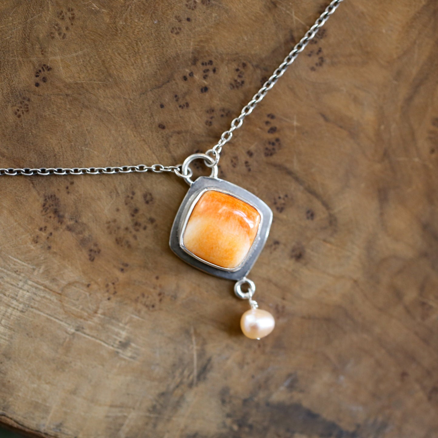 Spiny Oyster Freshwater Pearl Necklace | Sterling Silver