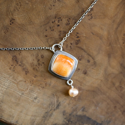 Spiny Oyster Freshwater Pearl Necklace | Sterling Silver
