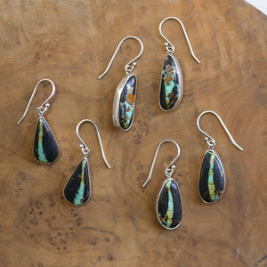Ready to Ship - Black Jack Turquoise Drop Earrings - Choose Your Pair - Black Jack - Sterling Silver