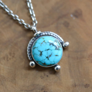 Campitos Turquoise Compass Pendant - Ready to Ship Turquoise Necklace - Sterling Silver