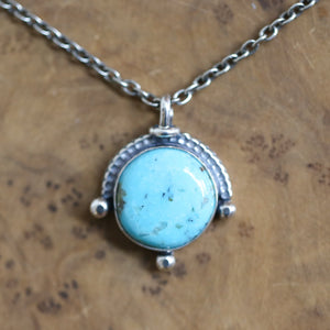 Campitos Turquoise Compass Pendant - Ready to Ship Turquoise Necklace - Sterling Silver