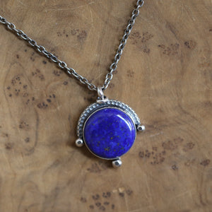 Lapis Lazuli Compass Pendant - Ready to Ship - Sterling Silver