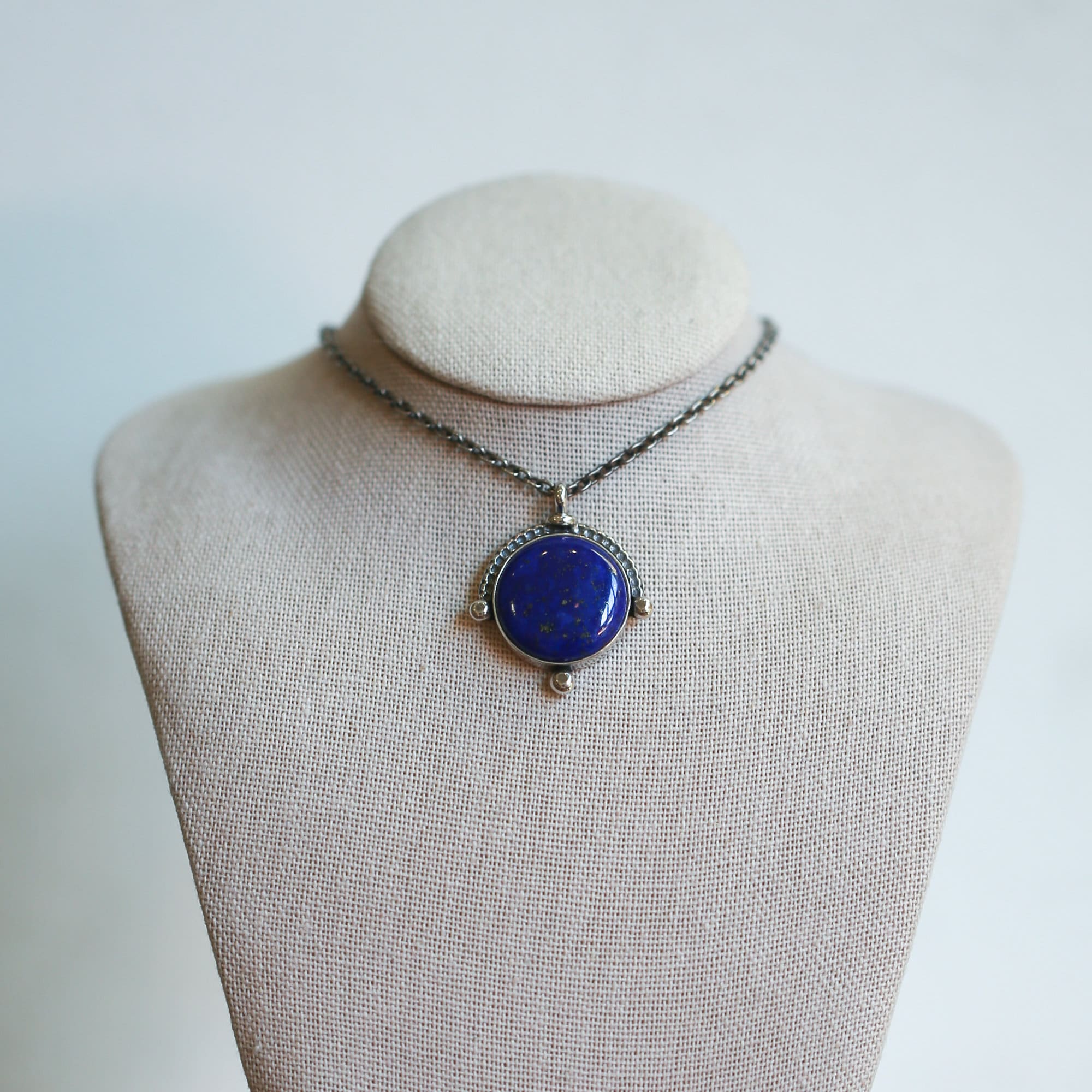 Lapis Lazuli Compass Pendant - Ready to Ship - Sterling Silver