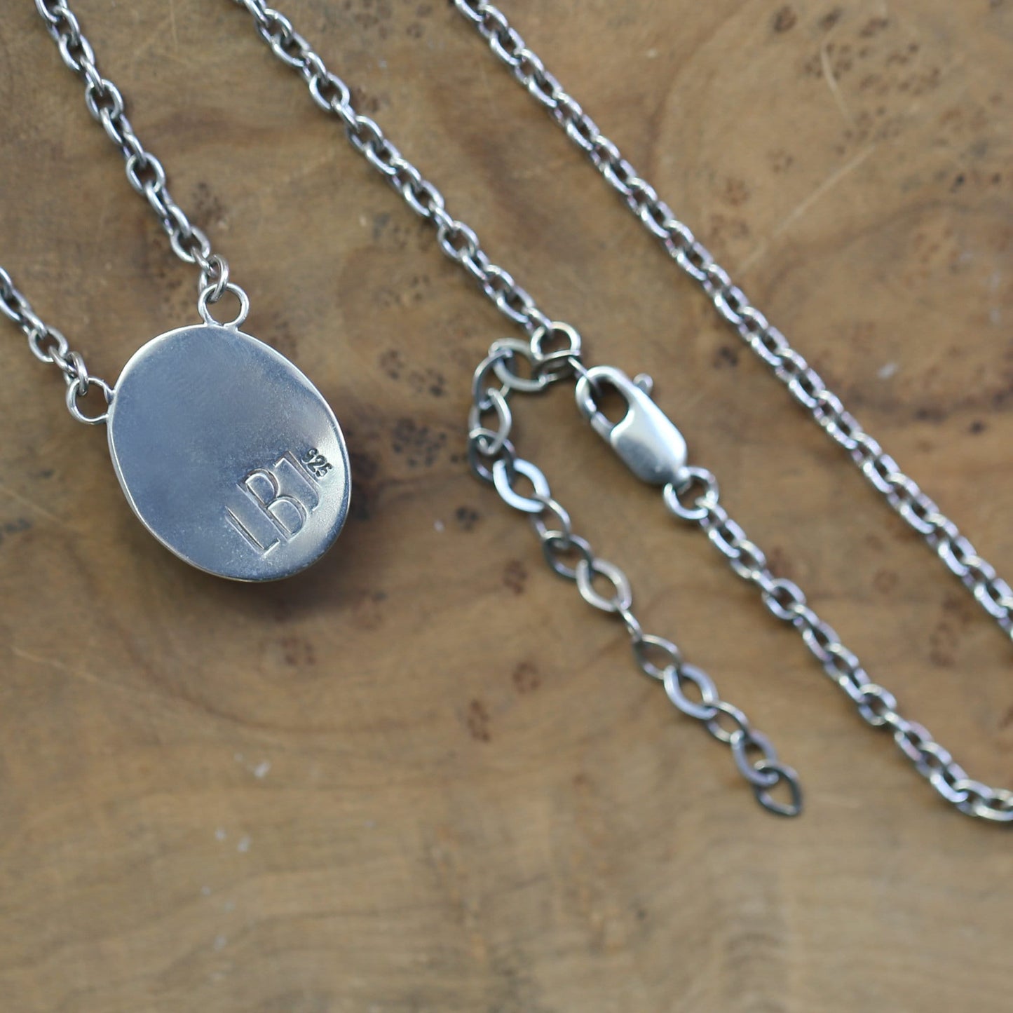 Mother of Pearl Pendant Necklace - Sterling Silver Chain, Silversmith