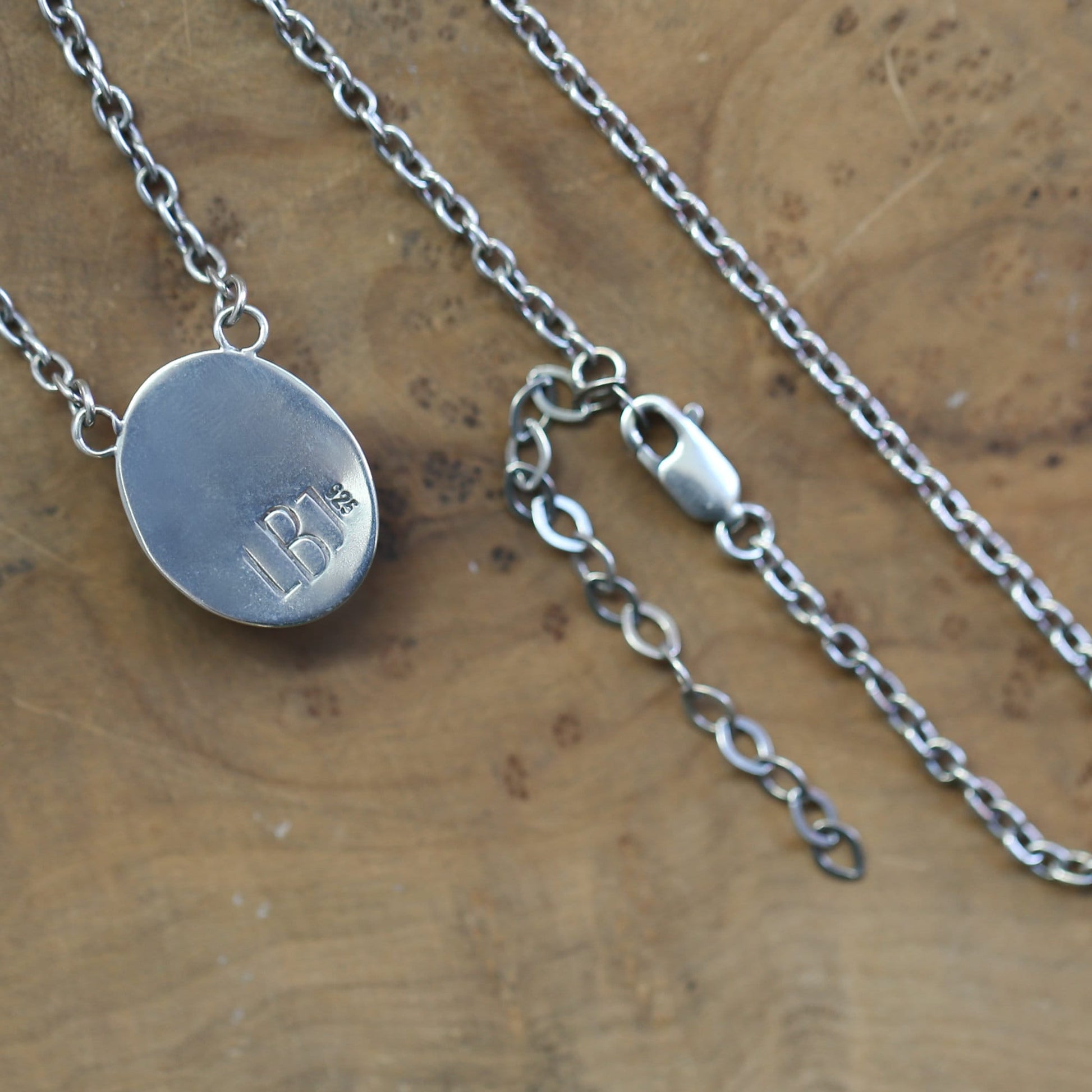 Mother of Pearl Pendant Necklace - Sterling Silver Chain, Silversmith