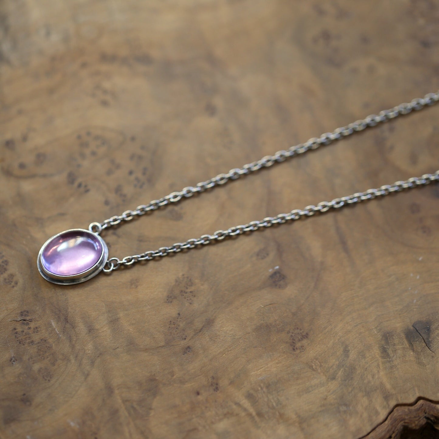 Amethyst Necklace - Purple Amethyst Pendant - Sterling Silver Chain Included