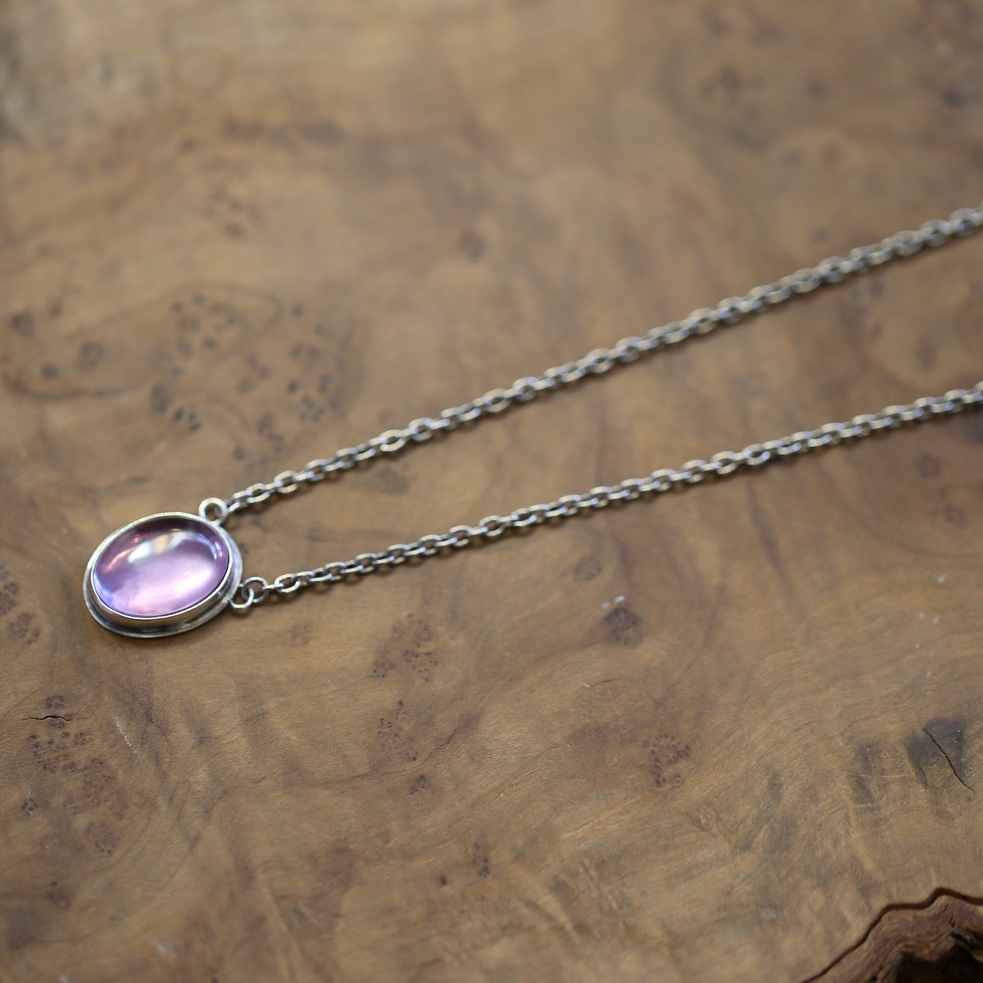 Amethyst Necklace - Purple Amethyst Pendant - Sterling Silver Chain Included