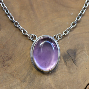 Ready to Ship Amethyst Necklace - Purple Amethyst Pendant - Sterling Silver Chain Included