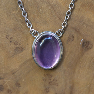 Ready to Ship Amethyst Necklace - Purple Amethyst Pendant - Sterling Silver Chain Included