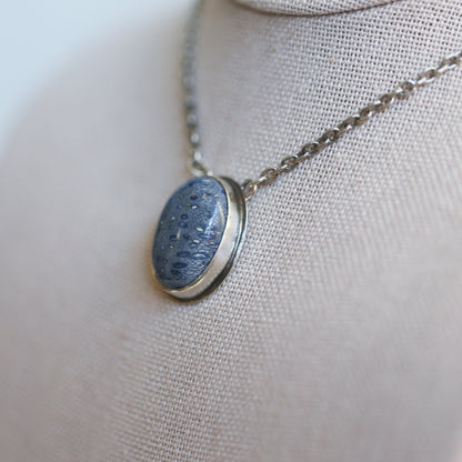 Blue Sponge Coral Necklace - Blue Sponge Coral Pendant - .925 Sterling Silver