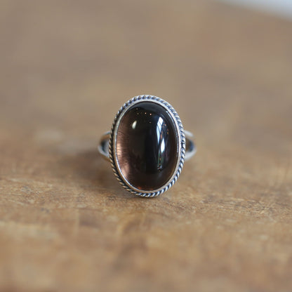 Smoky Quartz Boho Ring - .925 Sterling Silver - Silversmith