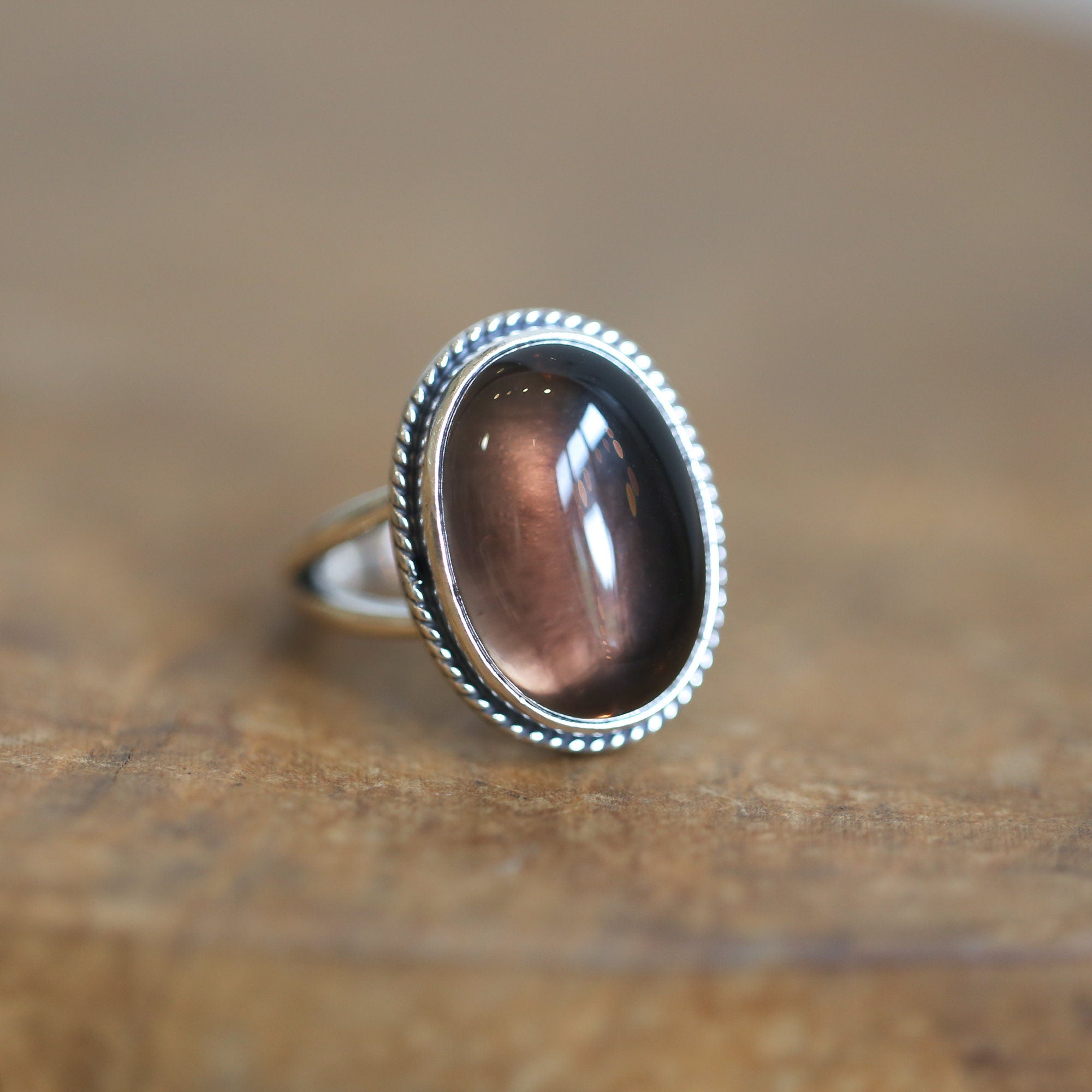 Smoky Quartz Boho Ring - Smoky Quartz Ring - Southwest Ring - .925 Sterling Silver - Silversmith