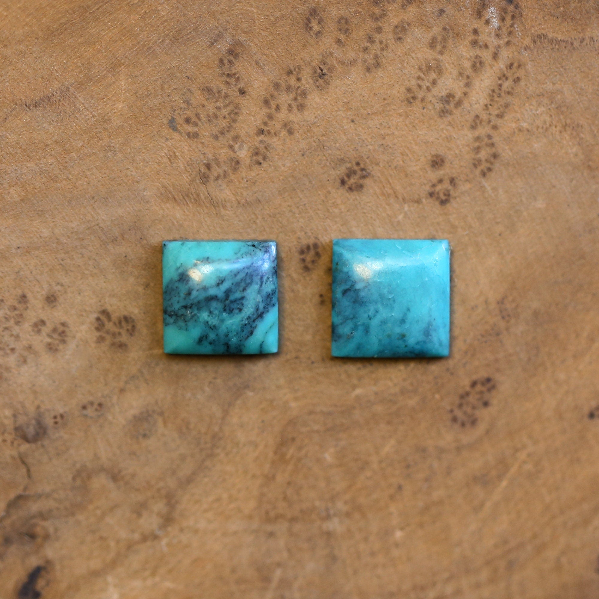 Square Turquoise Posts - Turquoise Studs - Sterling Silver Posts