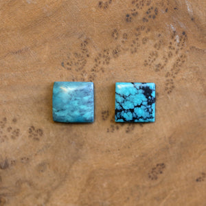 Square Turquoise Posts - Turquoise Studs - Sterling Silver Posts - Silversmith Turquoise Earrings