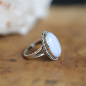Custom Blue Lace Agate Boho Ring - .925 Sterling Silver