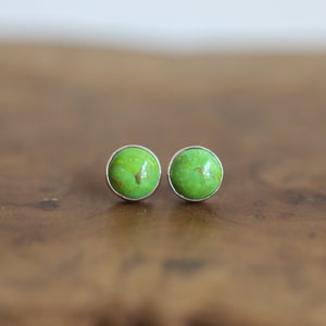 Ready to Ship - OOAK Turquoise Posts - American Turquoise Earrings - Lime Green Turquoise Studs