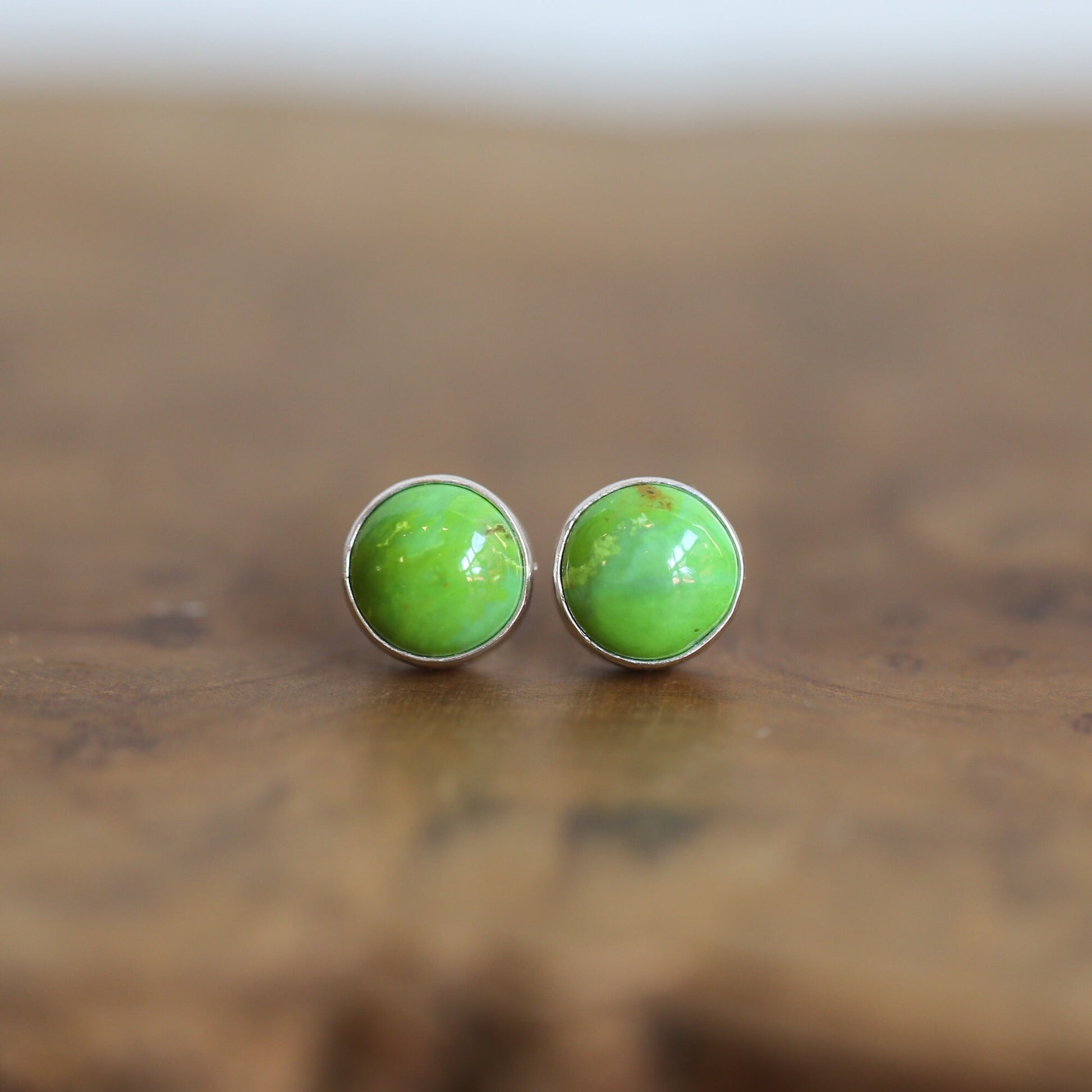 American Green Turquoise Post Earrings – Sterling Silver Studs