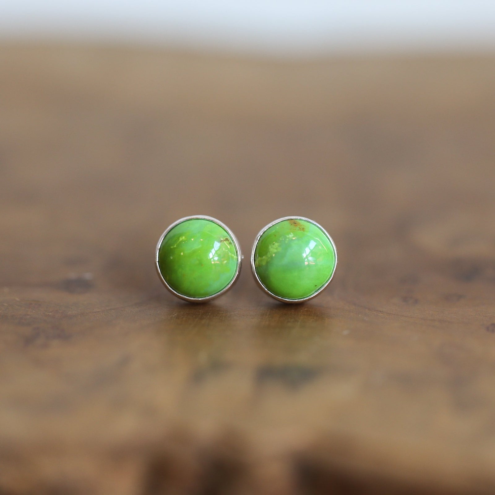 American Green Turquoise Post Earrings – Sterling Silver Studs