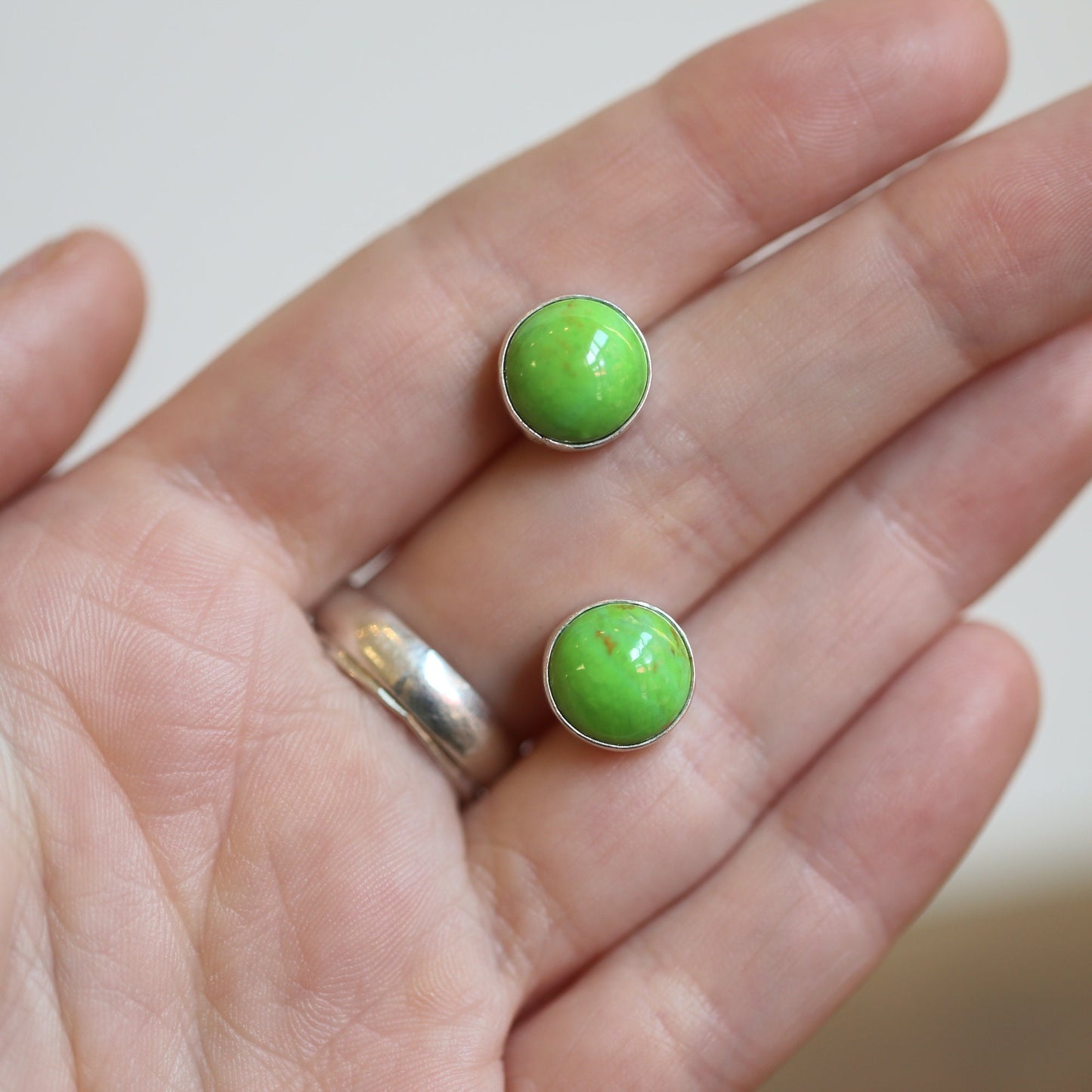 American Green Turquoise Post Earrings – Sterling Silver Studs