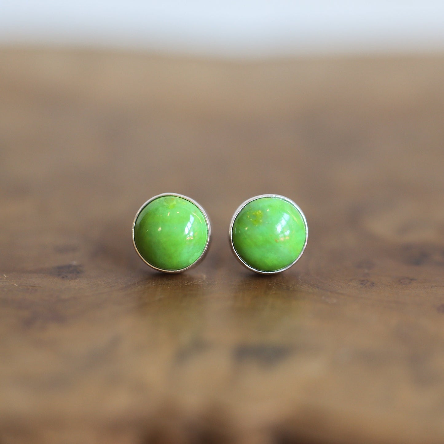 American Green Turquoise Post Earrings – Sterling Silver Studs
