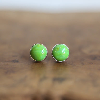 American Green Turquoise Post Earrings – Sterling Silver Studs