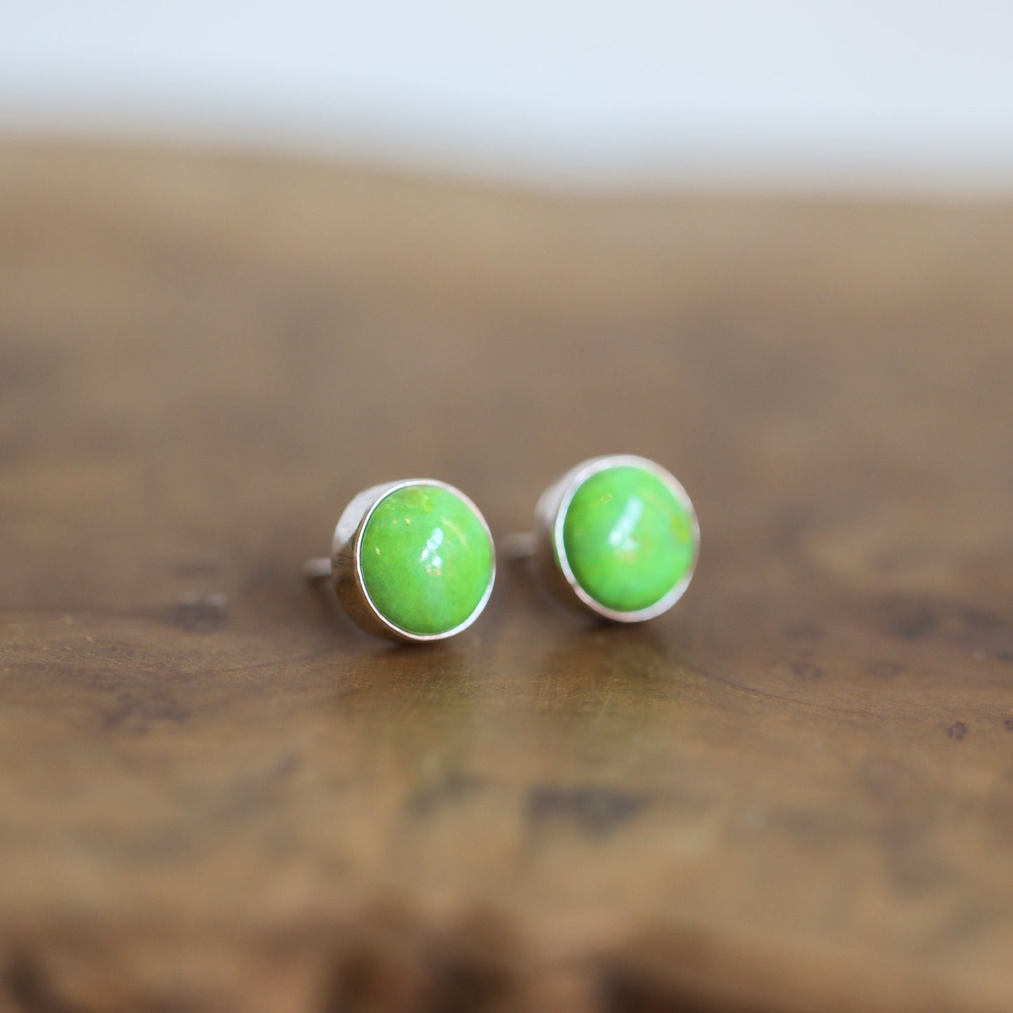American Green Turquoise Post Earrings – Sterling Silver Studs