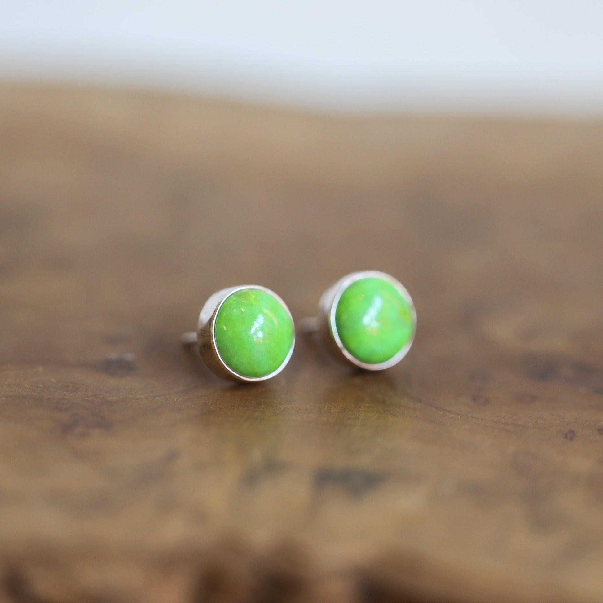American Green Turquoise Post Earrings – Sterling Silver Studs