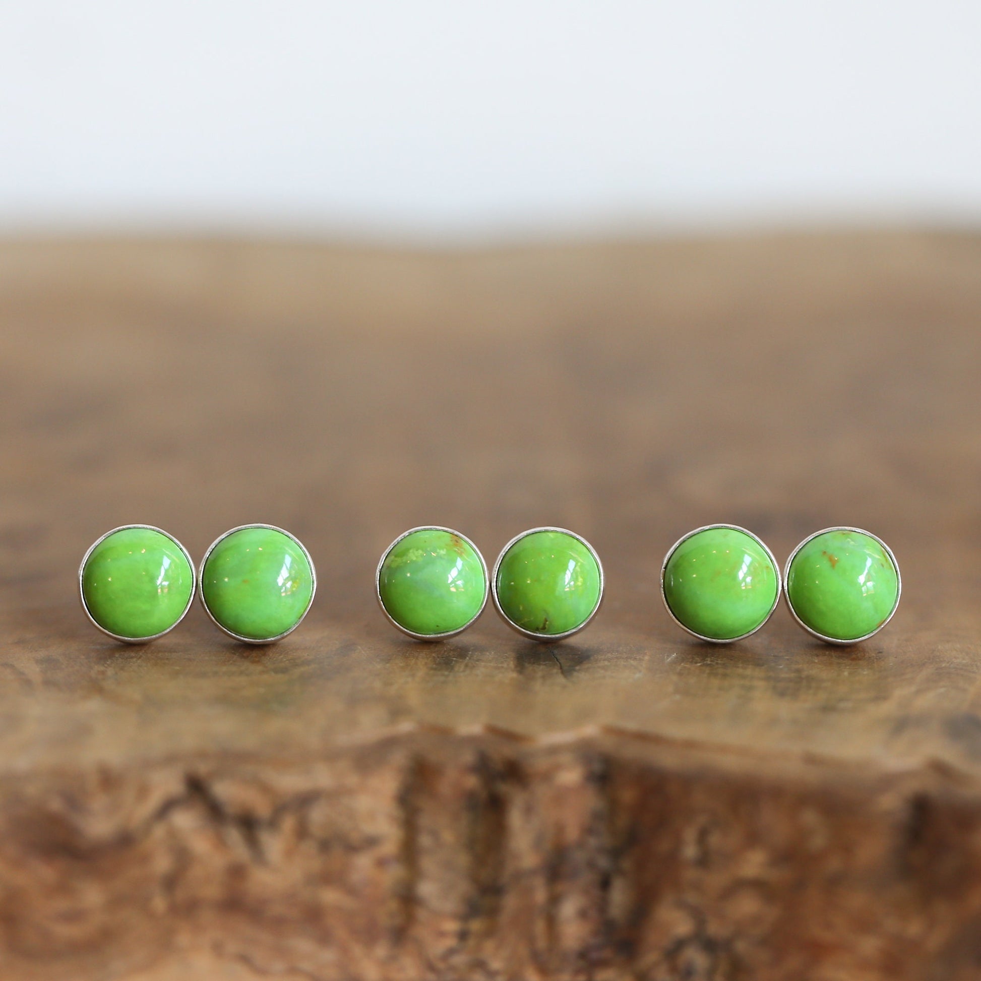 American Green Turquoise Post Earrings – Sterling Silver Studs