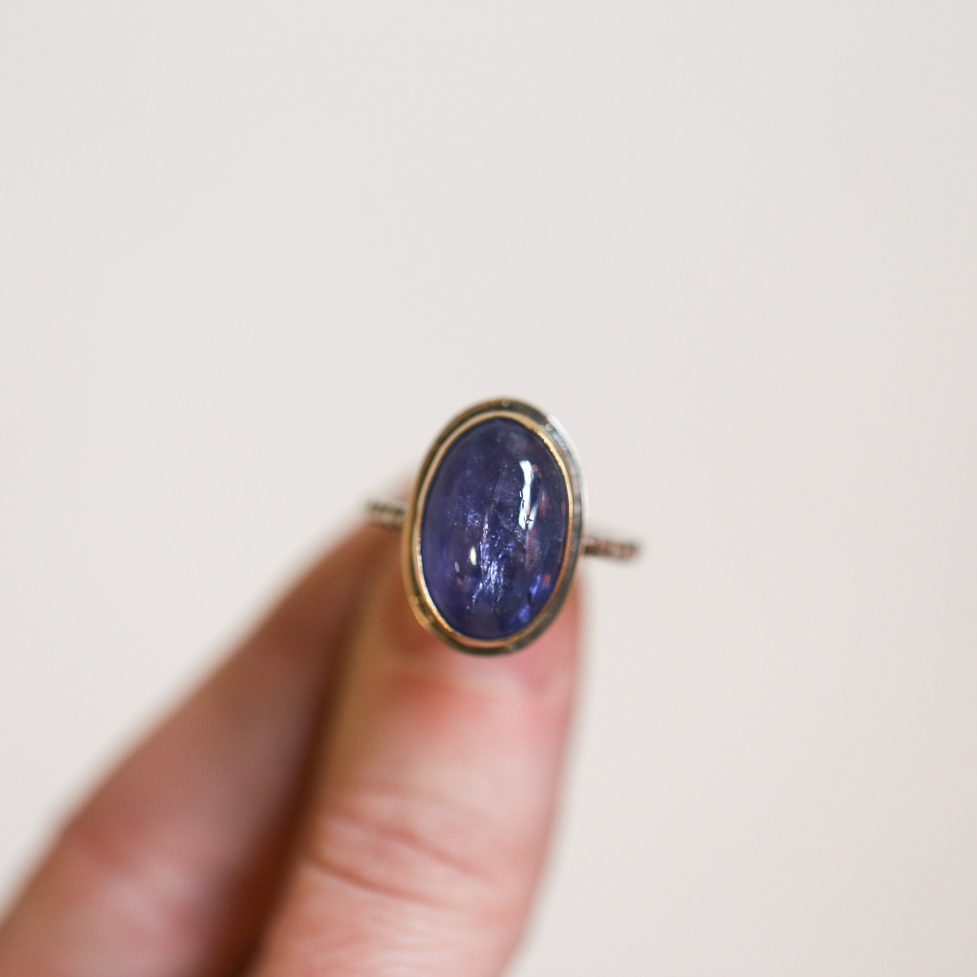 Tanzanite and Gold Ring - Size 10 - Gold and Silver Ring - Natural Tanzanite