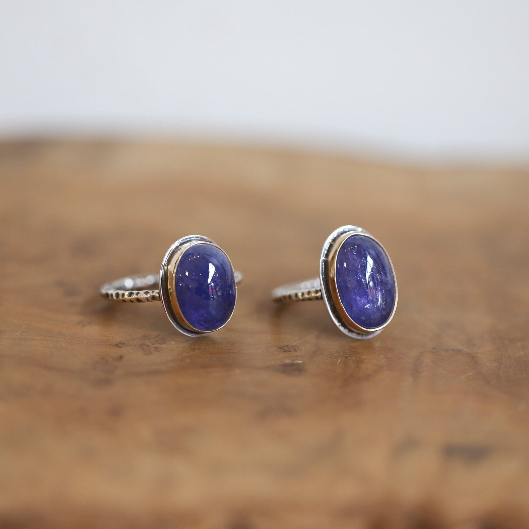 Tanzanite and Gold Ring - Size 10 - Gold and Silver Ring - Natural Tanzanite