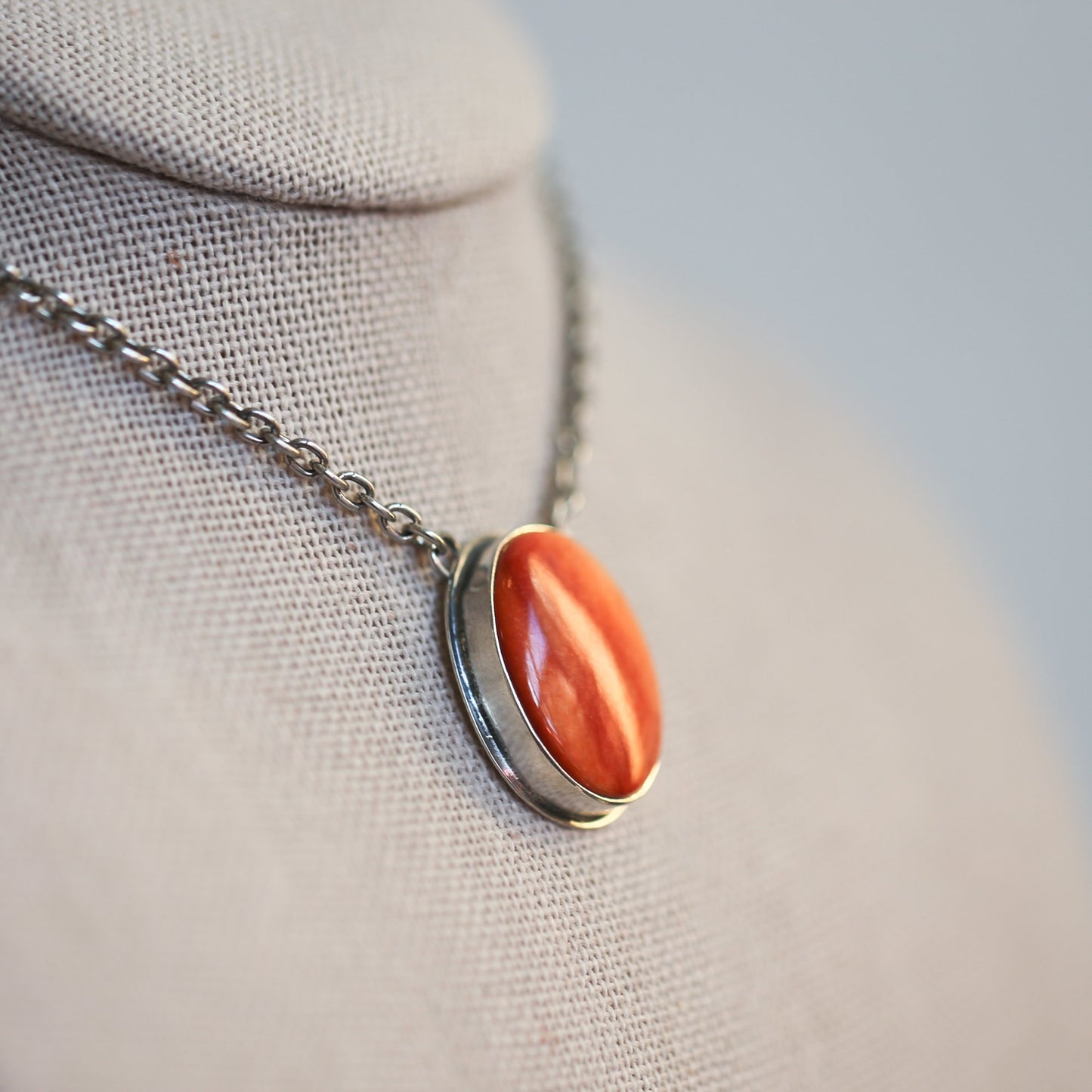 Spiny Oyster Pendant - Spiny Oyster Necklace - Chili Red Pendant - .925 Sterling Silver