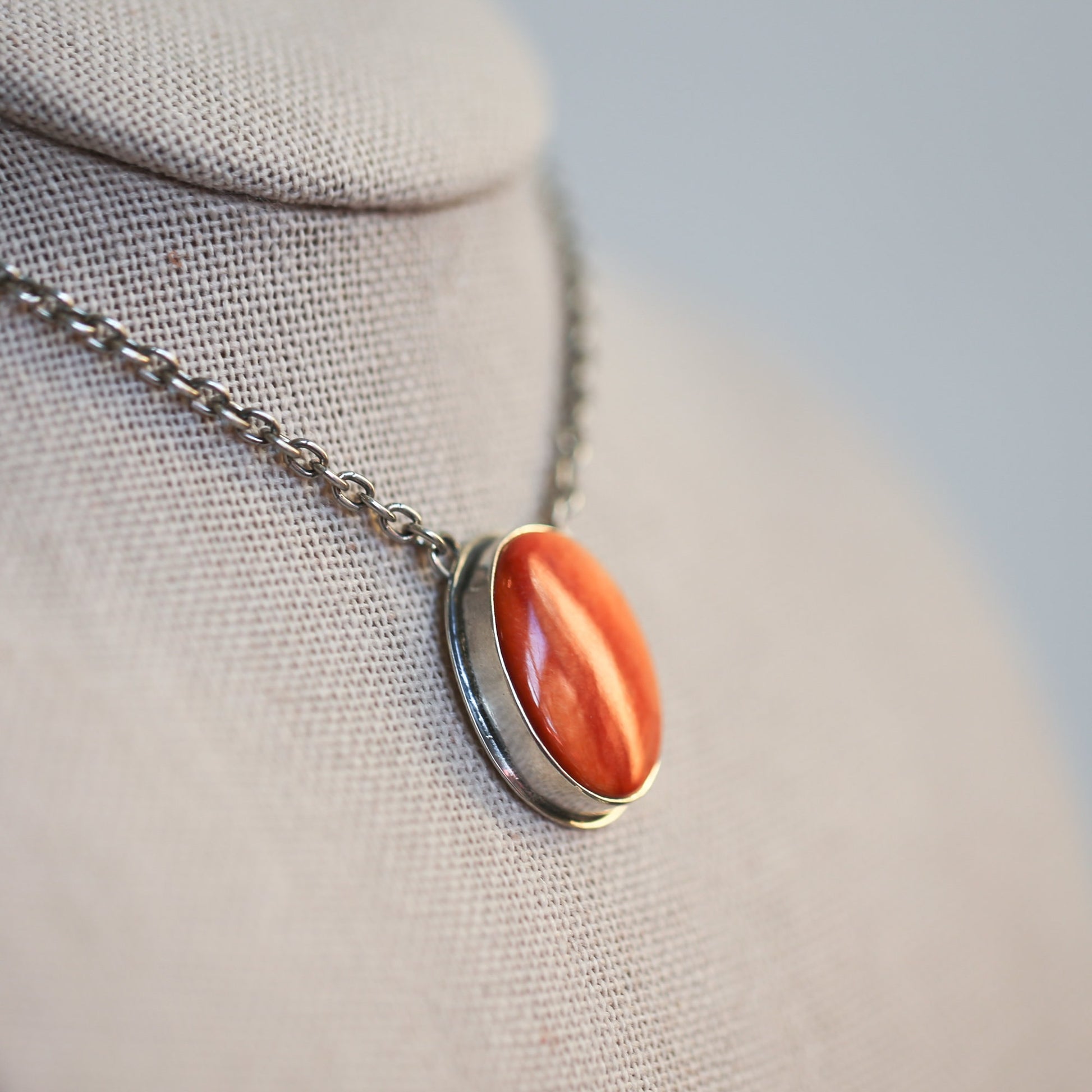 Spiny Oyster Pendant - Spiny Oyster Necklace - Chili Red Pendant - .925 Sterling Silver