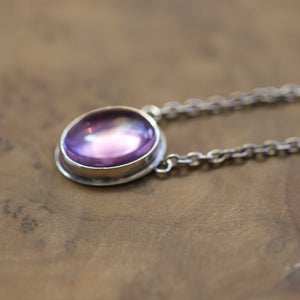 Ready to Ship Amethyst Necklace - Purple Amethyst Pendant - Sterling Silver Chain Included