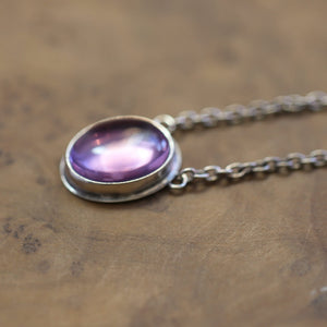 Amethyst Necklace - Purple Amethyst Pendant - Sterling Silver Chain Included