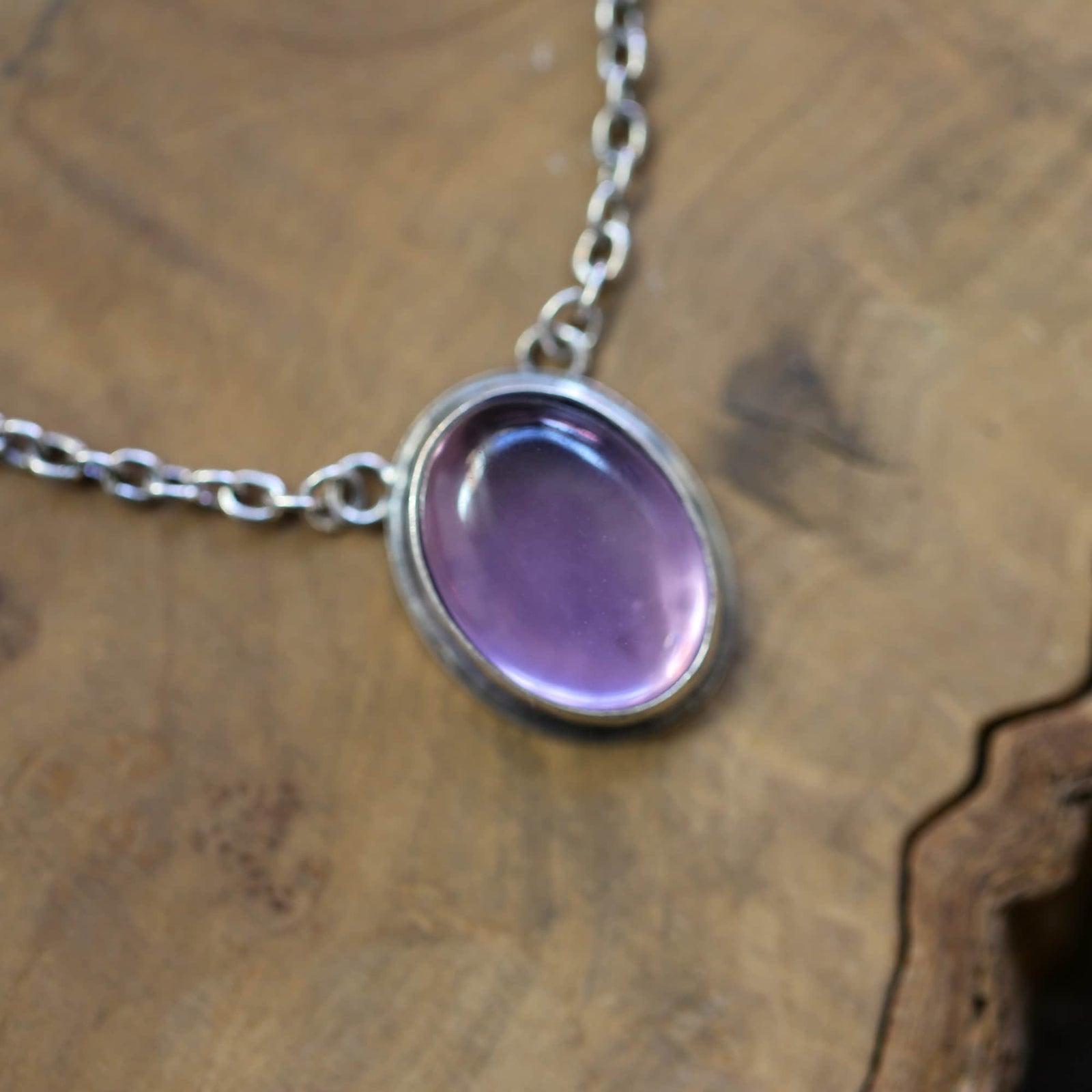 Amethyst Necklace - Purple Amethyst Pendant - Sterling Silver Chain Included