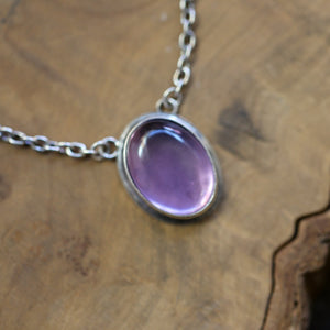 Amethyst Necklace - Purple Amethyst Pendant - Sterling Silver Chain Included