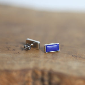Lapis Lazuli Posts - .925 Sterling Silver - Silversmith Earrings - Modern Lapis Earrings - Lapis Studs