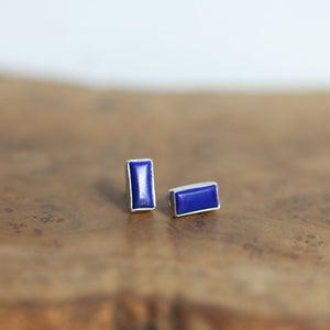 Lapis Lazuli Posts - .925 Sterling Silver - Silversmith Earrings - Modern Lapis Earrings - Lapis Studs
