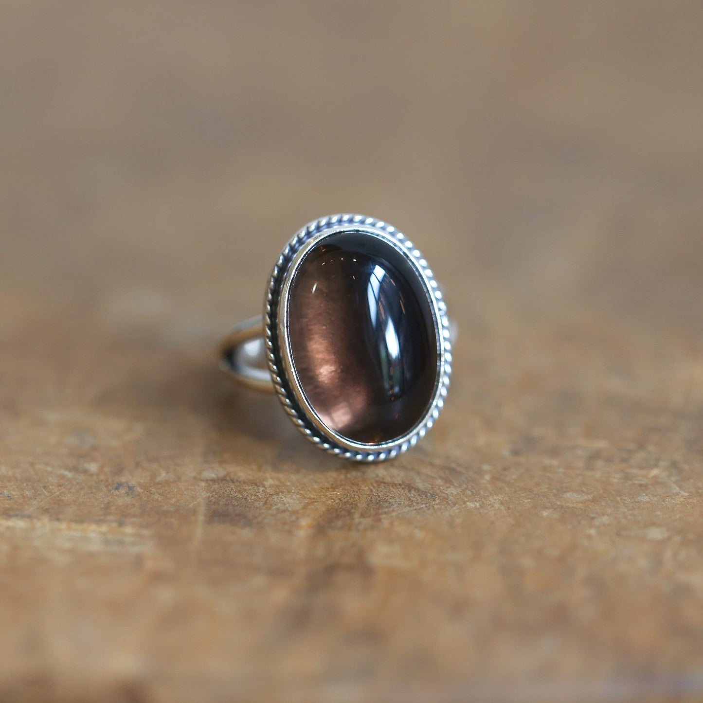 Smoky Quartz Boho Ring - .925 Sterling Silver - Silversmith