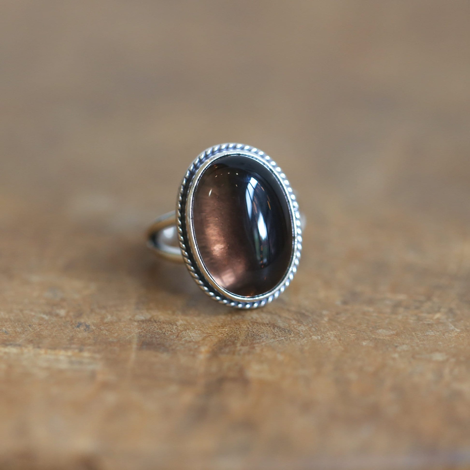 Smoky Quartz Boho Ring - .925 Sterling Silver - Silversmith
