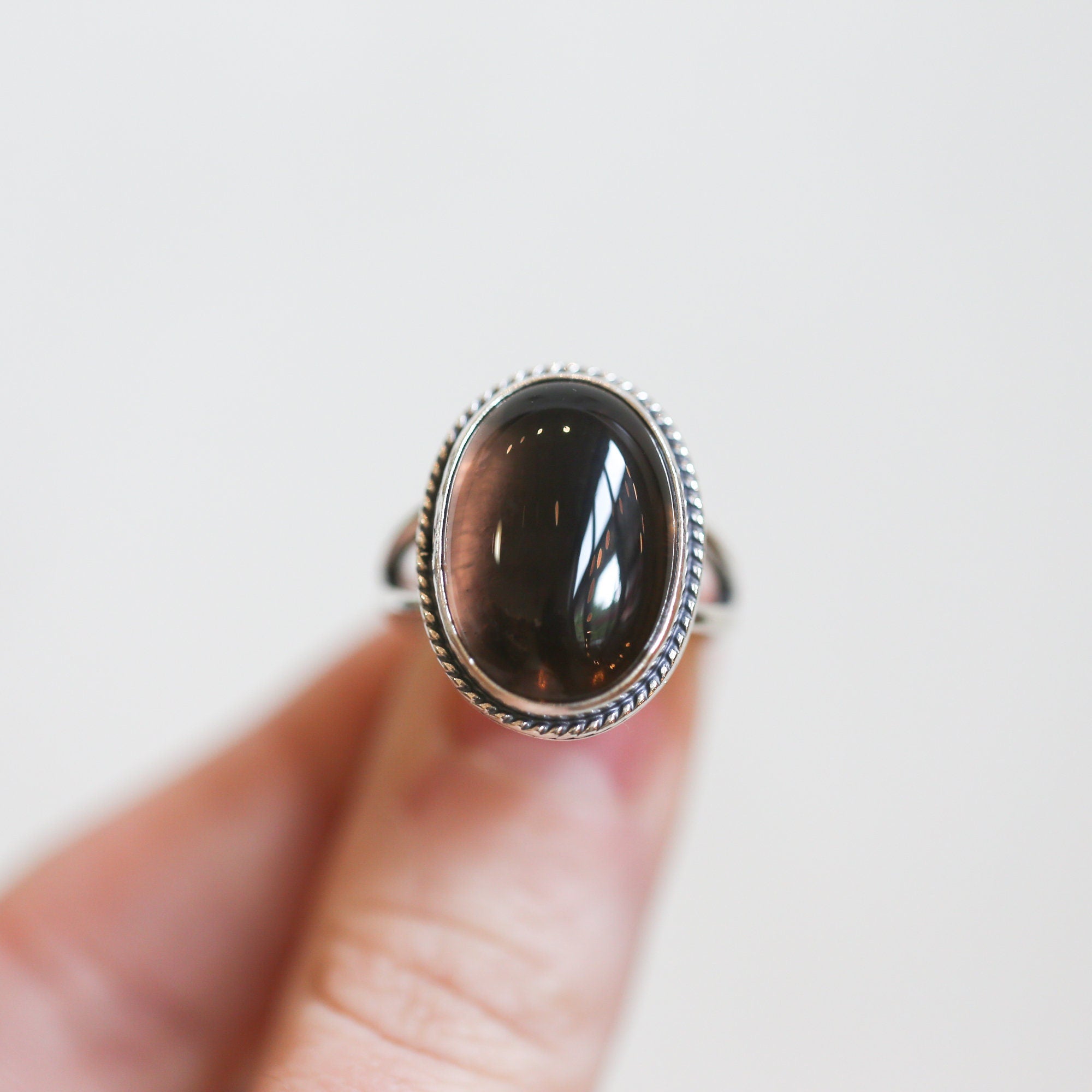 Smoky Quartz Boho Ring - Smoky Quartz Ring - Southwest Ring - .925 Sterling Silver - Silversmith