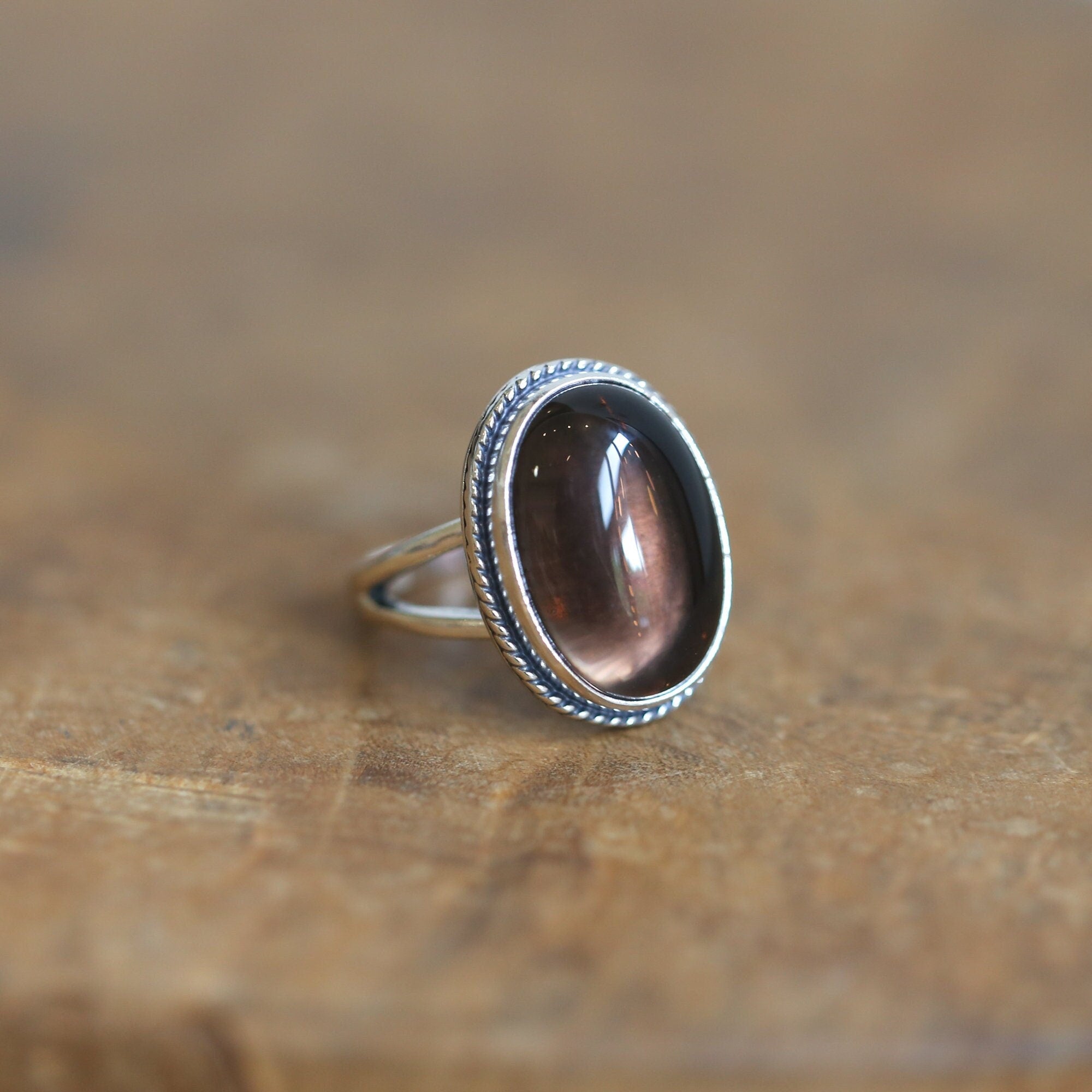 Smoky Quartz Boho Ring - Smoky Quartz Ring - Southwest Ring - .925 Sterling Silver - Silversmith