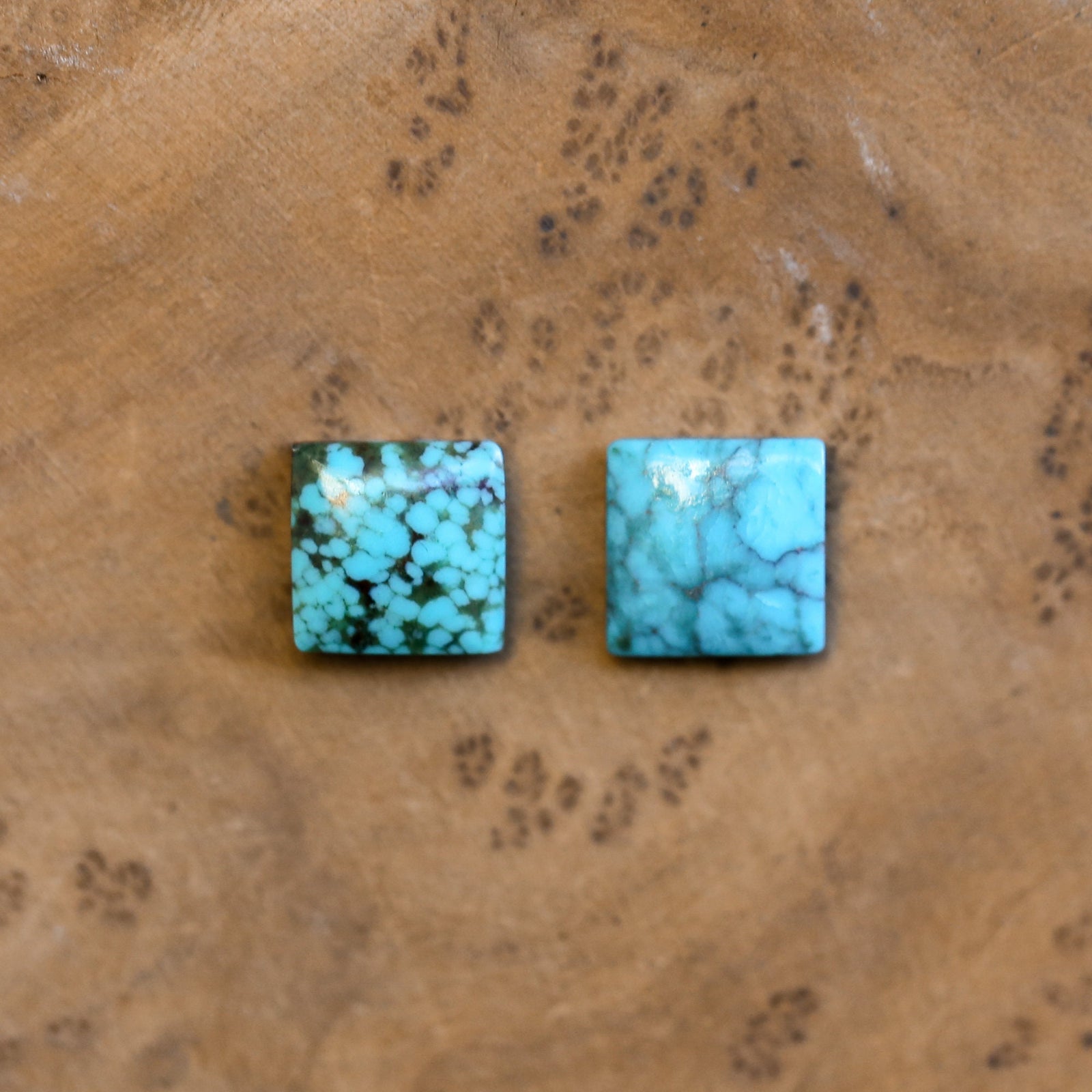 Square Turquoise Posts - Turquoise Studs - Sterling Silver Posts