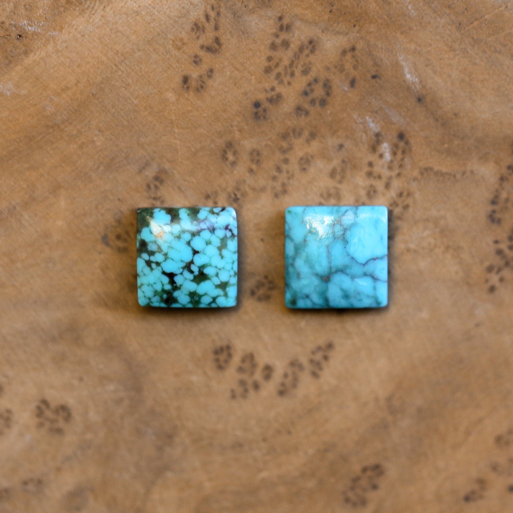 Square Turquoise Posts - Turquoise Studs - Sterling Silver Posts