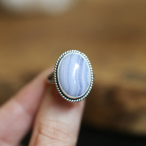 Custom Blue Lace Agate Boho Ring - .925 Sterling Silver