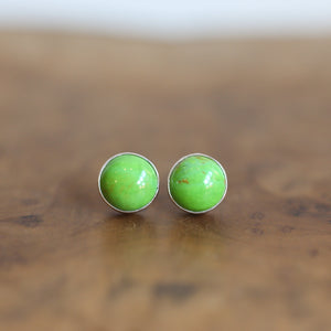 Ready to Ship - OOAK Turquoise Posts - American Turquoise Earrings - Lime Green Turquoise Studs