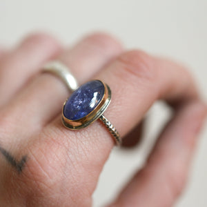 Tanzanite and Gold Ring - Size 10 - Gold and Silver Ring - Natural Tanzanite